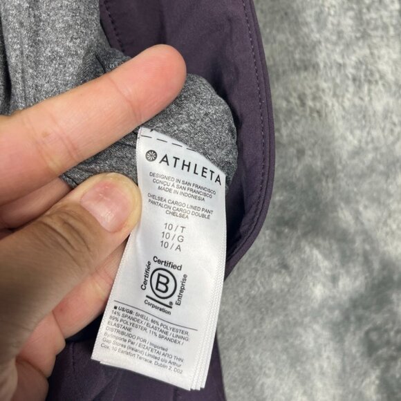 Athleta Chelsea Cargo Lined Pant Womens 10 Tall Purple Gray Pockets - Picture 4 of 9